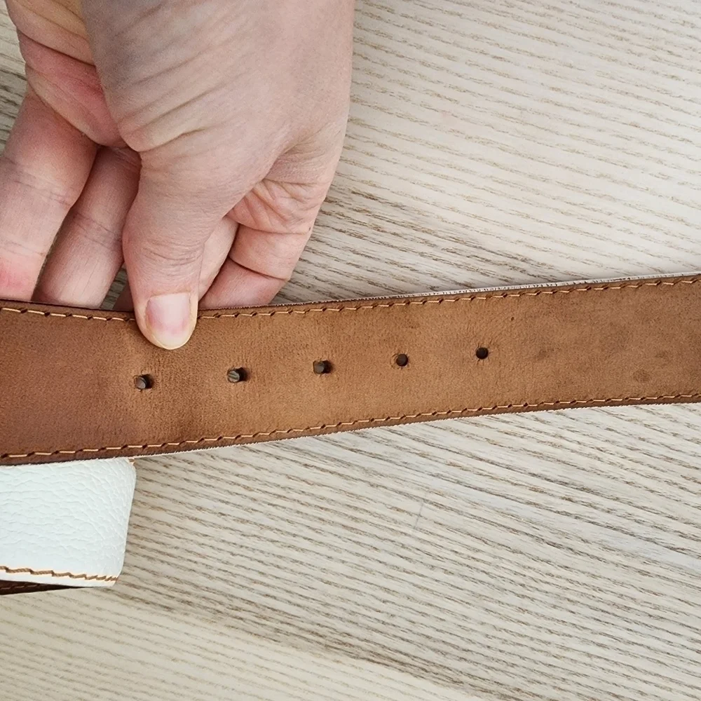 Roger Ximenez White French Calf Leather Belt